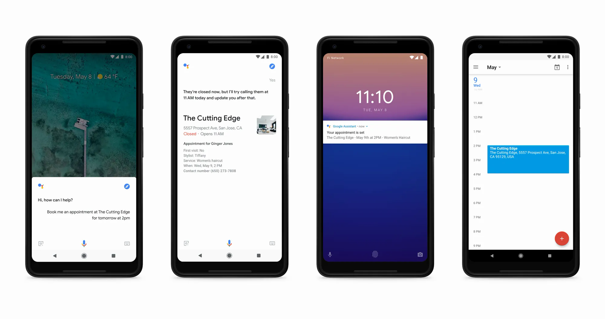 Google Assistant showing a completed Duplex reservation