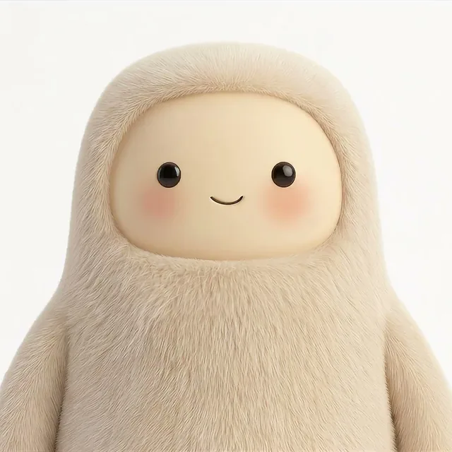 Muse’s cream-colored furry mascot with a smiling face, from the official Muse homepage
