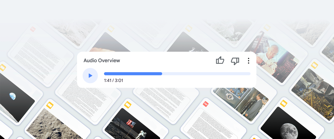 NotebookLM Audio Overview player and source notebook