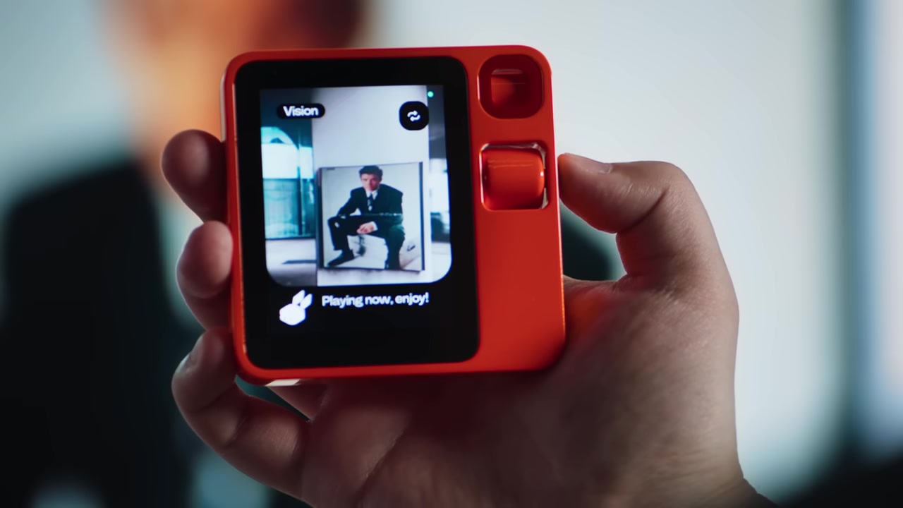 Rabbit r1 displaying its Vision interface while recognizing media